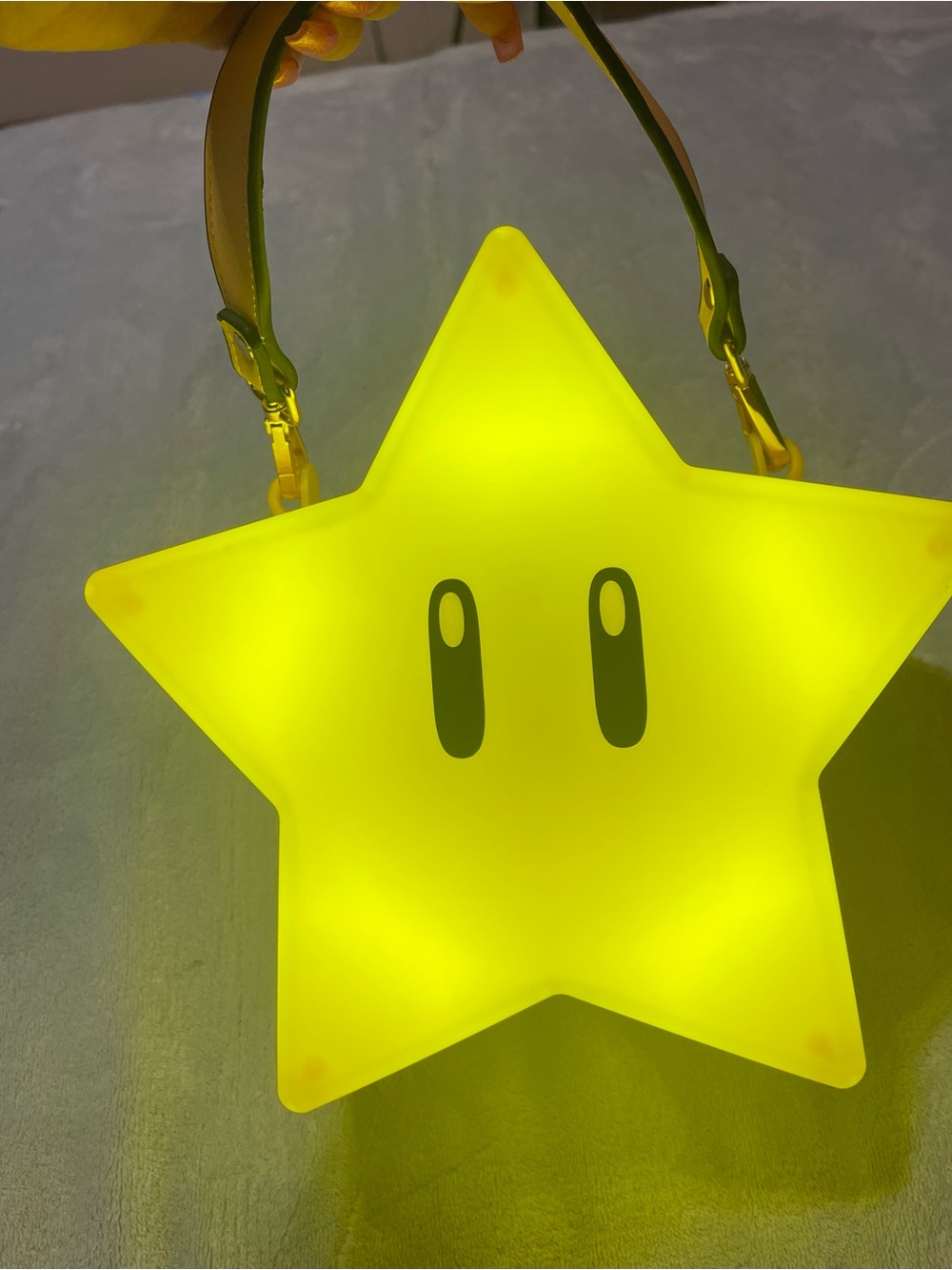 Neon Yellow Star Face Crossbody Bag